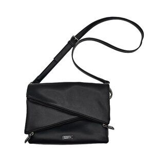 Joes Jeans Vegan Zariah Dual Zip Crossbody Bag Black Adjustable Strap